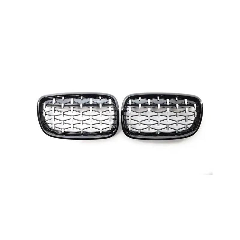 Kühlergrill Für X5 Für X6 E70 E71 2007-2013 Autogrill Front Nierengrill Diamant Stil Chrom Schwarz Kühlergrill Vorne(Black Frame) von GBGWRMRYX