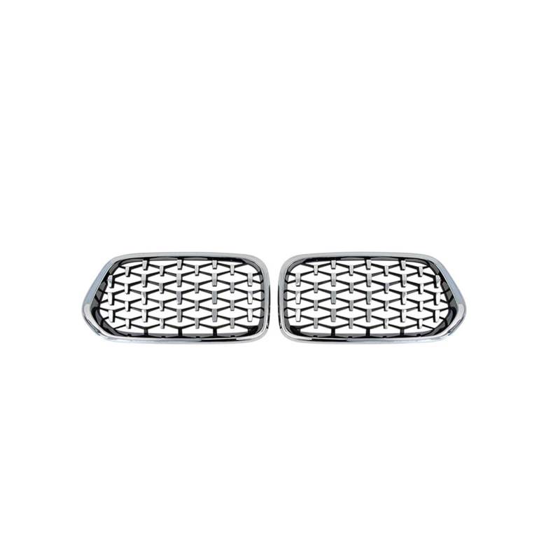 Kühlergrill Vorne 1 Paar Für X2 F39 2018 2019 2020 2021 Auto Links Rechts Vorne Diamant Nierengrill Renngitter Glanzschwarz Meteor Style Front Kühlergrill(Silver) von GBGWRMRYX