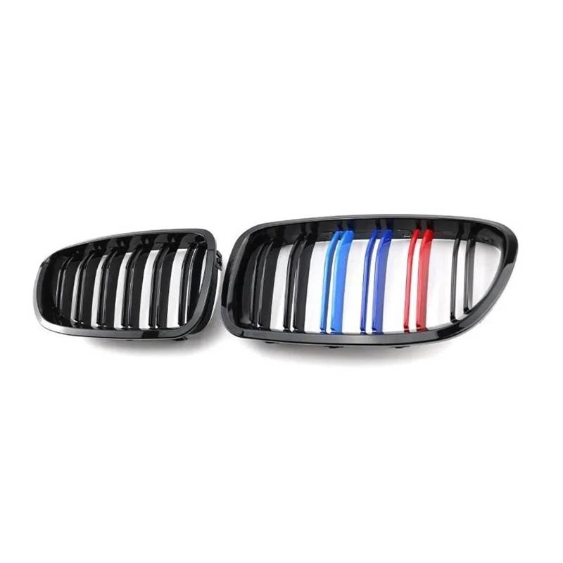 Kühlergrill Vorne Für 5er F10 F11 F18 2010-2017 Auto Doppellamellengrill Kühlergrill Dual Line Racing Grills Glänzend Schwarz Frontniere Front Kühlergrill(Black with 3 Colors) von GBGWRMRYX