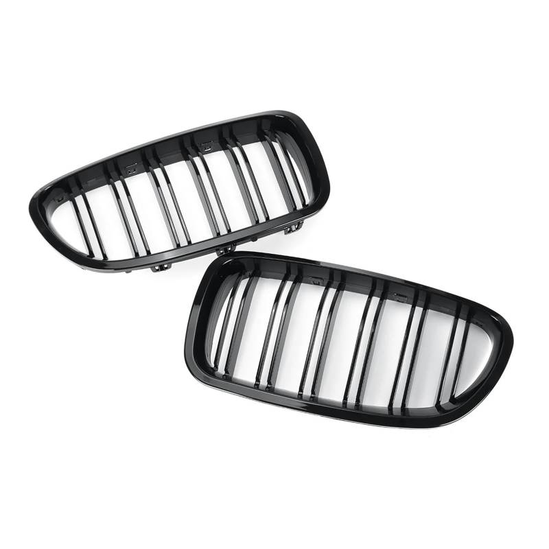 Kühlergrill Vorne Für 5er F10 F11 F18 2010-2017 Auto Front Nieren Doppellamellengrill Dual Line Racing Grills Glänzend Schwarz Front Kühlergrill von GBGWRMRYX