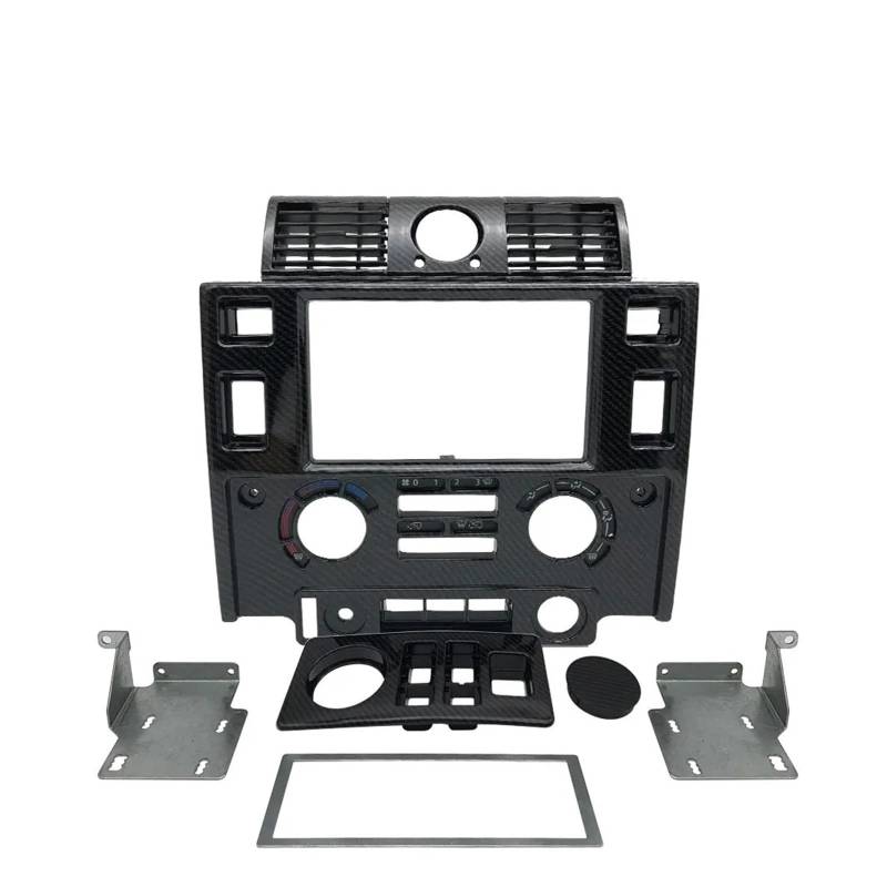 Mittelkonsole Dekor Für Land Für Rover Für Defender Auto Stereo Doppel 2 Din Dash Kit Armaturenbrett Center Konsole Glänzend Schwarz Matt Mittelkonsole Panel(Carbon Look) von GBGWRMRYX