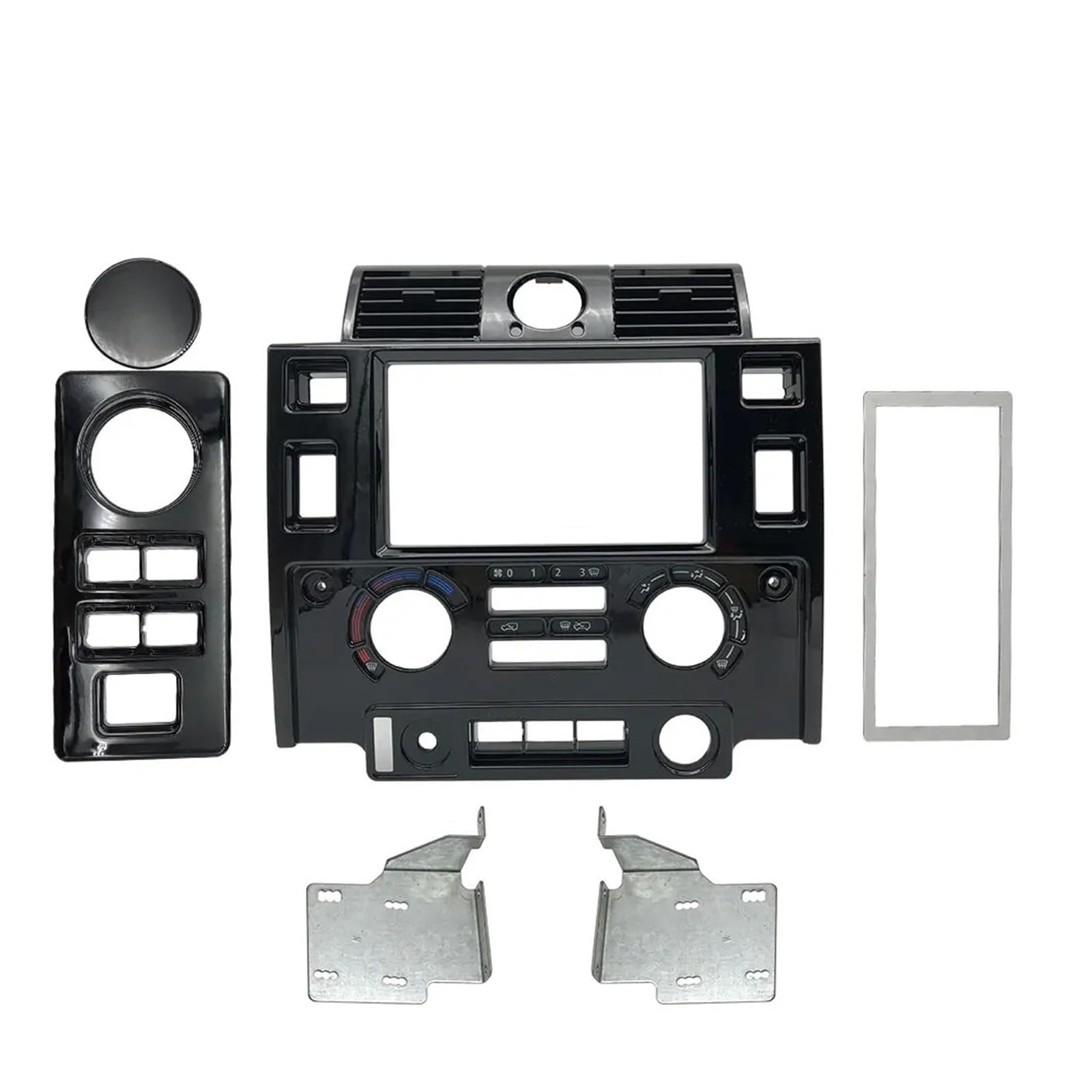 Mittelkonsole Dekor Für Land Für Rover Für Defender Auto Stereo Doppel 2 Din Dash Kit Armaturenbrett Center Konsole Glänzend Schwarz Matt Mittelkonsole Panel(Glossy Black) von GBGWRMRYX