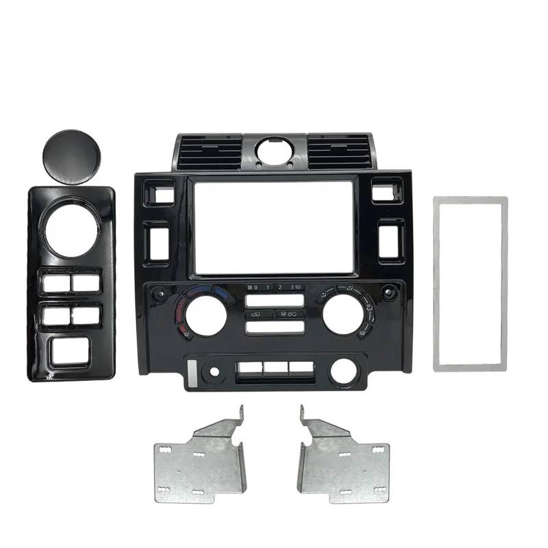 Mittelkonsole Dekor Für Land Für Rover Für Defender Auto Stereo Doppel 2 Din Dash Kit Armaturenbrett Center Konsole Glänzend Schwarz Matt Mittelkonsole Panel(Glossy Black) von GBGWRMRYX