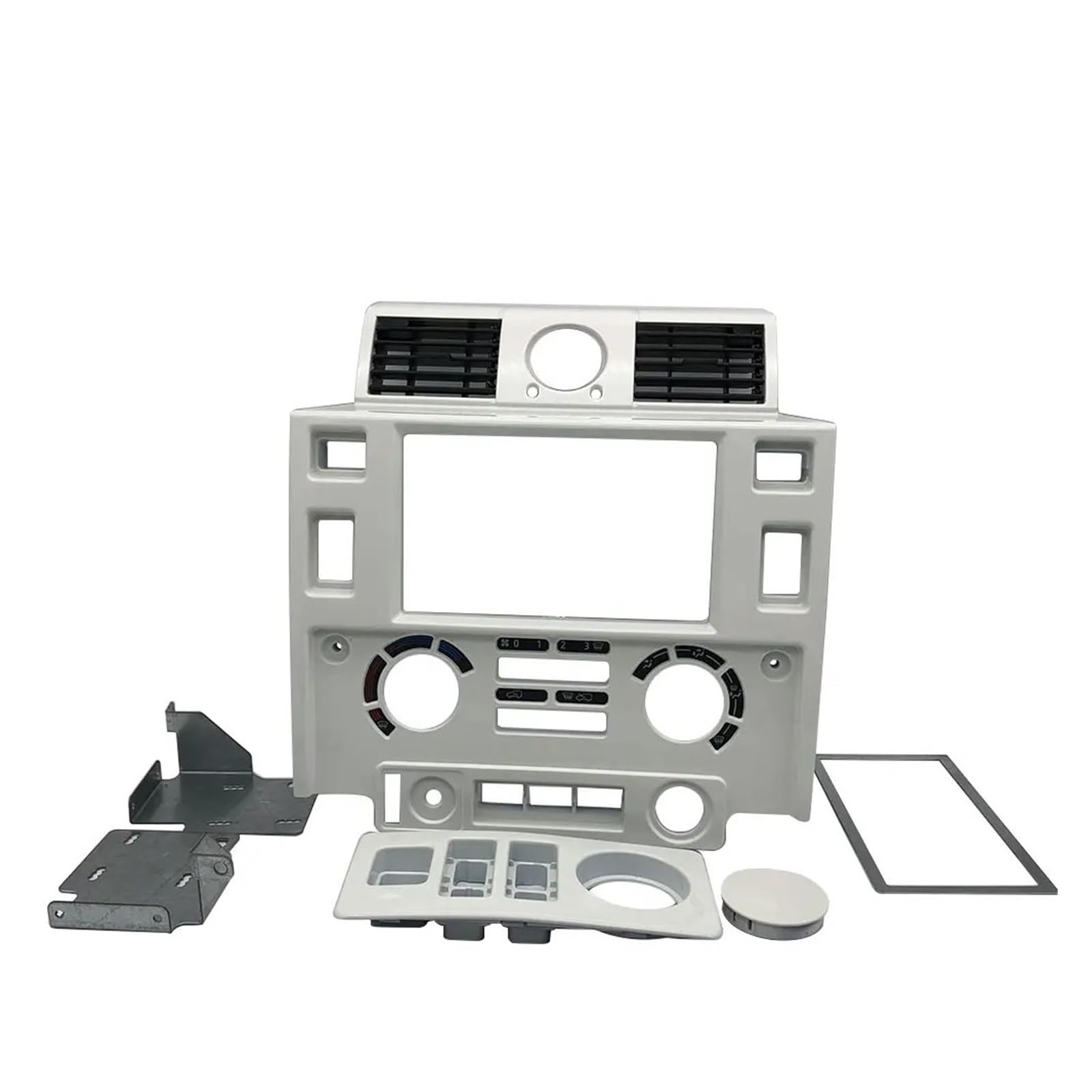 Mittelkonsole Dekor Für Land Für Rover Für Defender Auto Stereo Doppel 2 Din Dash Kit Armaturenbrett Center Konsole Glänzend Schwarz Matt Mittelkonsole Panel(White) von GBGWRMRYX