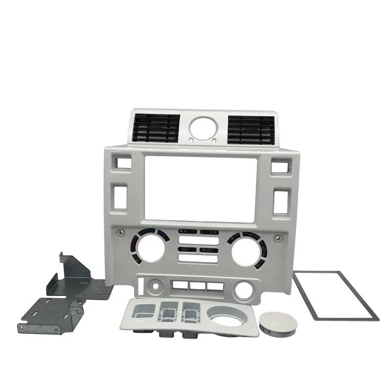 Mittelkonsole Dekor Für Land Für Rover Für Defender Auto Stereo Doppel 2 Din Dash Kit Armaturenbrett Center Konsole Glänzend Schwarz Matt Mittelkonsole Panel(White) von GBGWRMRYX
