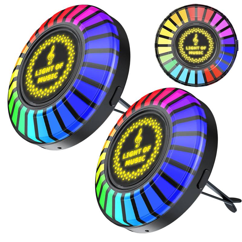 2 Stück RGB Auto-Musik-Rhythmus-Lampe, Sound Pickup Licht, Auto-LED, Buntes DJ-Tonabnehmer, Rhythmus-Umgebungslichter für Auto, Musik, Auto-Pickup-Lampe von GBKDQQ
