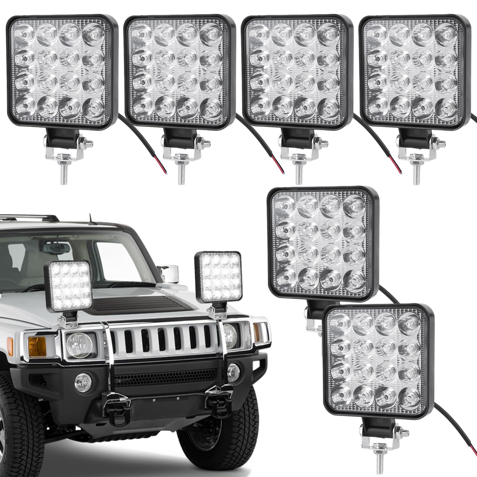 6 Stück LED Arbeitsscheinwerfer, 48W Offroad LED Scheinwerfer 12V/24V Zusatzscheinwerfer Arbeitslicht IP67 Wasserdicht Rückfahrscheinwerfer für Auto, SUV, Truck, Traktor oder schweres Gerät 6 Stück LED Arbeitsscheinwerfer, 48W Offroad LED Scheinwerfer 12V/24V Zusatzscheinwerfer Arbeitslicht IP67 Wasserdicht Rückfahrscheinwerfer für Auto, SUV, Truck, Traktor oder schweres Gerät von GBKDQQ
