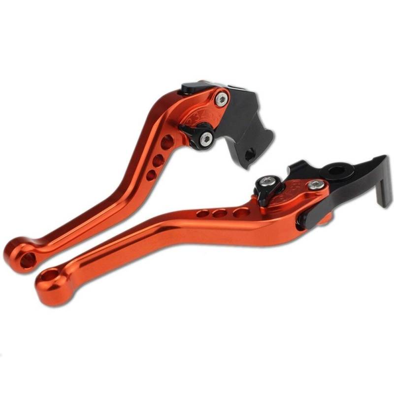 Bremshebel Motorrad,Bremshebel Aluminium Einstellbare Motorrad Bremsen-Kupplungs-Hebel for Motorrad-Bremsen-Kupplungs-Hebel(Short Orange) von GBSONGJIN