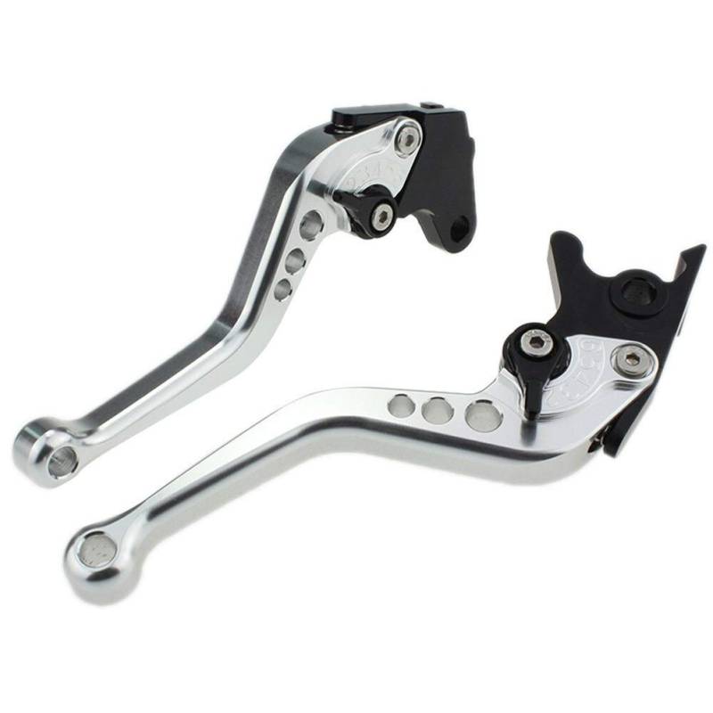 Bremshebel Motorrad,Bremshebel Aluminium Einstellbare Motorrad Bremsen-Kupplungs-Hebel for Motorrad-Bremsen-Kupplungs-Hebel(Short Silver) von GBSONGJIN