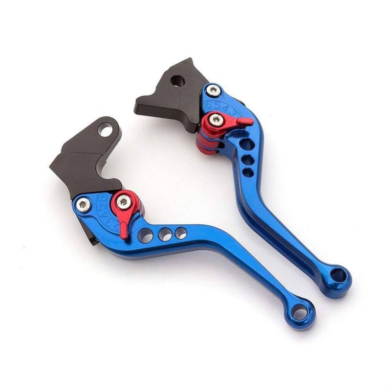 Bremshebel Motorrad,Bremshebel Passend für Benelli TNT 125 135 TNT125 CNC Einstellbare kurz Lange Motorradbremskupplungshebel Set Griff Zubehör(Short Blue) von GBSONGJIN