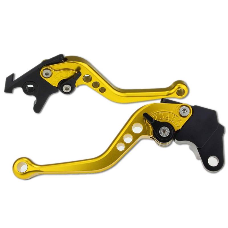Bremshebel Motorrad,Bremshebel Passend für Benelli TNT 125 135 TNT125 CNC Einstellbare kurz Lange Motorradbremskupplungshebel Set Griff Zubehör(Short Gold) von GBSONGJIN