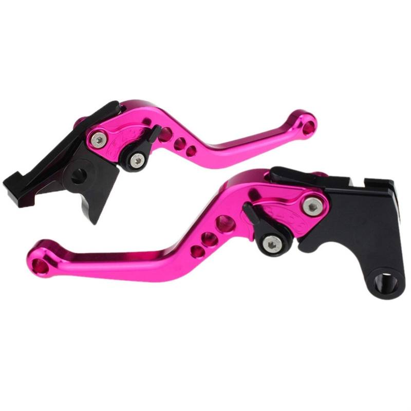 Bremshebel Motorrad,Bremshebel Passend für Benelli TNT 125 135 TNT125 CNC Einstellbare kurz Lange Motorradbremskupplungshebel Set Griff Zubehör(Short Pink) von GBSONGJIN