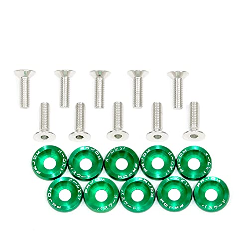 KotflüGel Unterlegscheibe Schraube 1. 0PC CNC. Billet Aluminium-Fender-Bumper-Waschmaschine Bolzenmotorbucht Dress Up Kit(Green) von GBSONGJIN