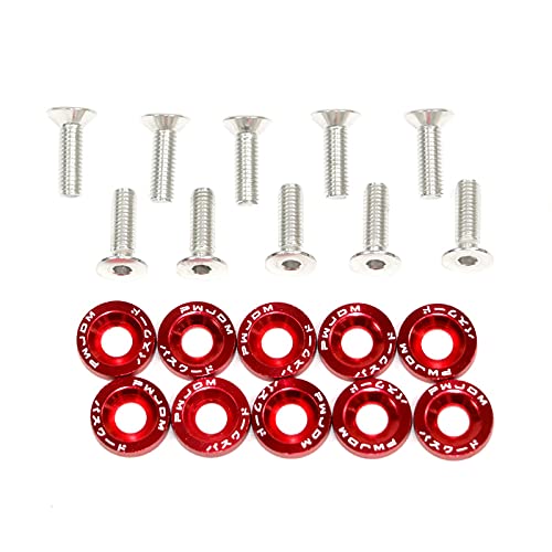 KotflüGel Unterlegscheibe Schraube 1. 0PC CNC. Billet Aluminium-Fender-Bumper-Waschmaschine Bolzenmotorbucht Dress Up Kit(Red) von GBSONGJIN