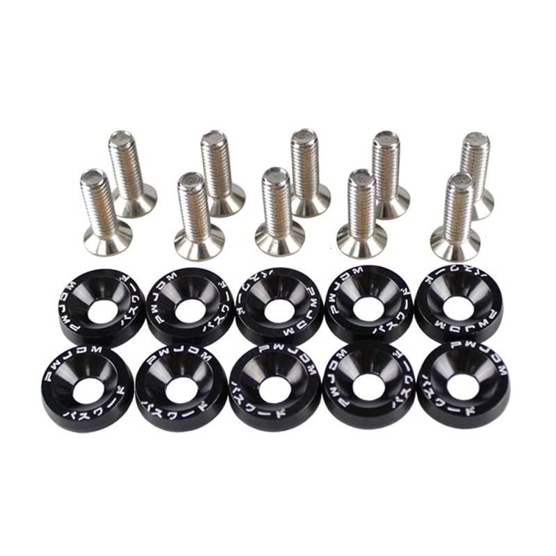 KotflüGel Unterlegscheibe Schraube 10 stücke 6mm Auto Modified Sechskantbefestigungselemente Fender Waschmaschine Stoßstange Motor Konkave Schrauben(Black) von GBSONGJIN
