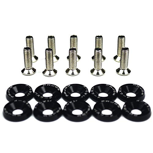 KotflüGel Unterlegscheibe Schraube 10 stücke M6 Auto Modified Sechskant-Befestigungselemente Fender Waschmaschine Stoßstange Motor Konkave Schrauben Auto-Styling(Black) von GBSONGJIN