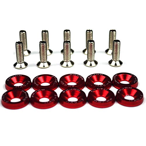 KotflüGel Unterlegscheibe Schraube 10 stücke M6 Auto Modified Sechskant-Befestigungselemente Fender Waschmaschine Stoßstange Motor Konkave Schrauben Auto-Styling(Red) von GBSONGJIN