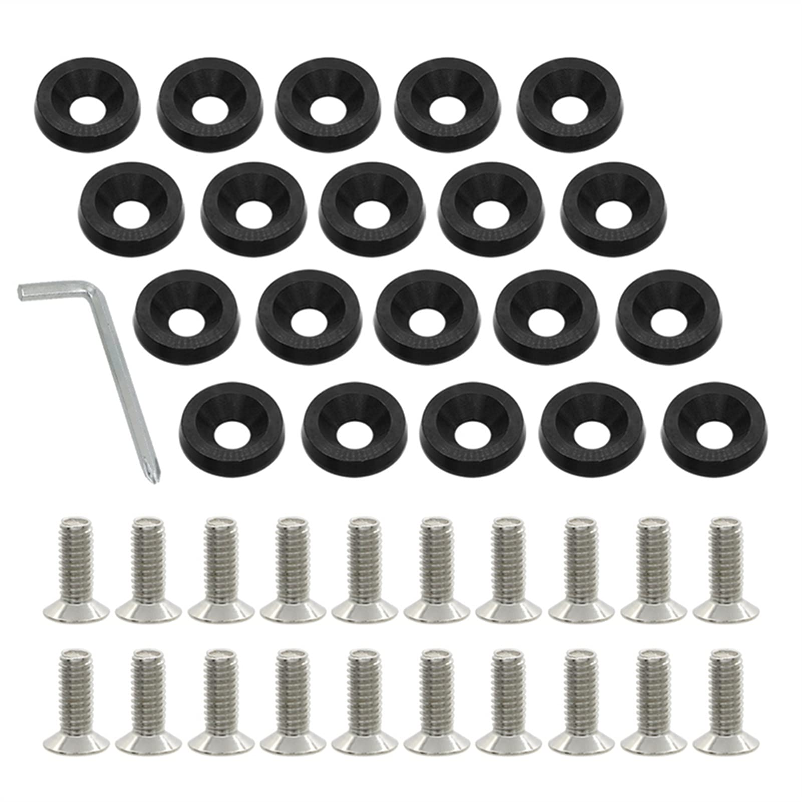 KotflüGel Unterlegscheibe Schraube 20 stücke Aluminiumschuhe Fender Waschmaschine M6 Grad Billet Engine Bay Dress Up Kit Auto Modified Sechskantbefestigungselemente Konkave Schrauben(Black) von GBSONGJIN