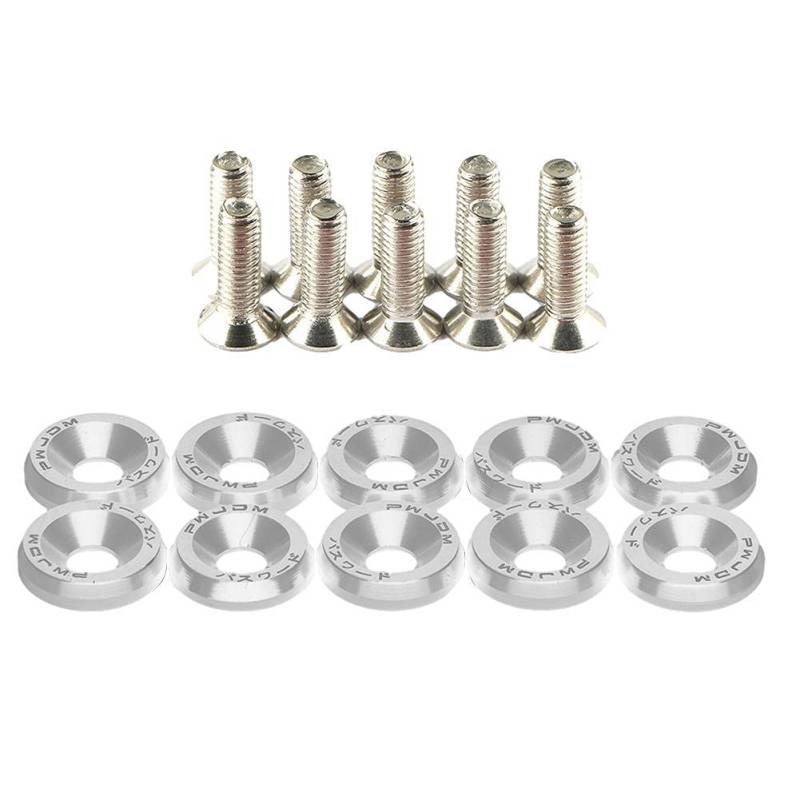 KotflüGel Unterlegscheibe Schraube 20 stücke M6 Auto Modified Sechskantbefestigungen Fender Waschmaschine Stoßstange Motor Konkave Schrauben Auto-Styling(Silver) von GBSONGJIN