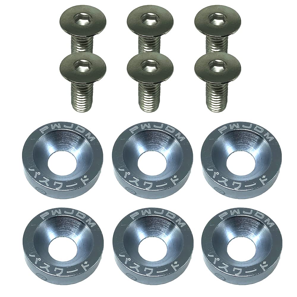 KotflüGel Unterlegscheibe Schraube 6 stücke Auto Modified SEX-Befestigungselemente Fender-Waschmaschine Stoßfängermotor Concaving-Schrauben, Aluminiumlegierung Senkkopf-Regenschirm-flacher Kopf(Titani von GBSONGJIN