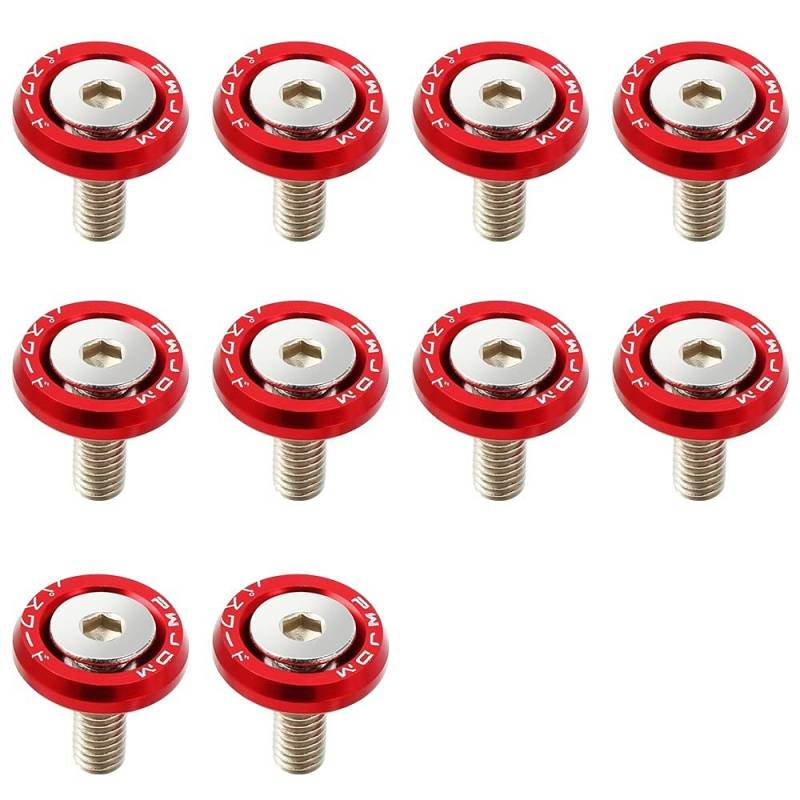 KotflüGel Unterlegscheibe Schraube Passend for Peugeot 206 307 407 308 207 508 3008 2017 208 2008 Mini 20 Stücke Auto Modifizierte Schraube Dichtungen Bunte Styling(Red) von GBSONGJIN