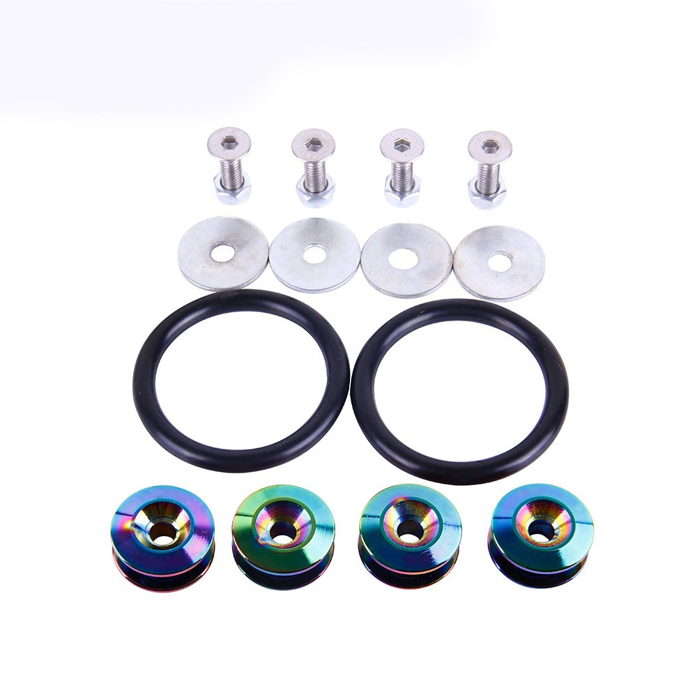 KotflüGel Unterlegscheibe Schraube Tuning Auto Universal Quick Release Befestigungselemente mit Logo Aluminium Stoßstange Schnellspanner Befestigungselemente Kotflügelwaschmaschinen(Neo Chrome) von GBSONGJIN