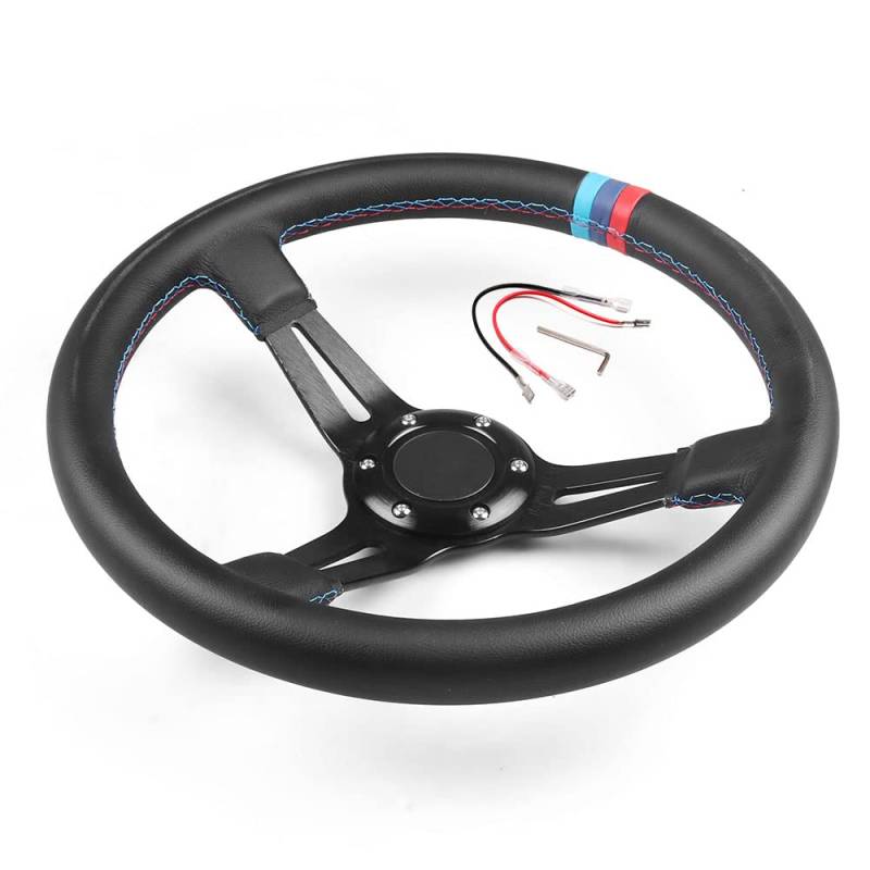Lenkrad Auto,Sportlenkrad 13.5inch Racing Lenkrad Drift Mikrofaser Leder DREI Farben Nähen Sitz Auto von GBSONGJIN