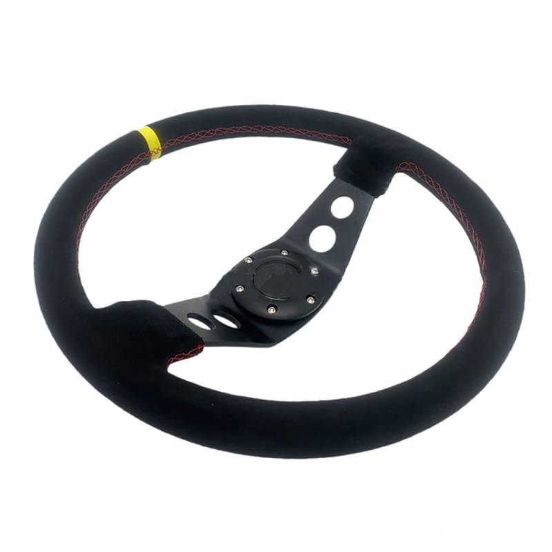 Lenkrad Auto,Sportlenkrad 14 Zoll 350MM Universal Matt Lenkrad Tief Konkav Wildleder Lenkrad Auto Zubehör von GBSONGJIN
