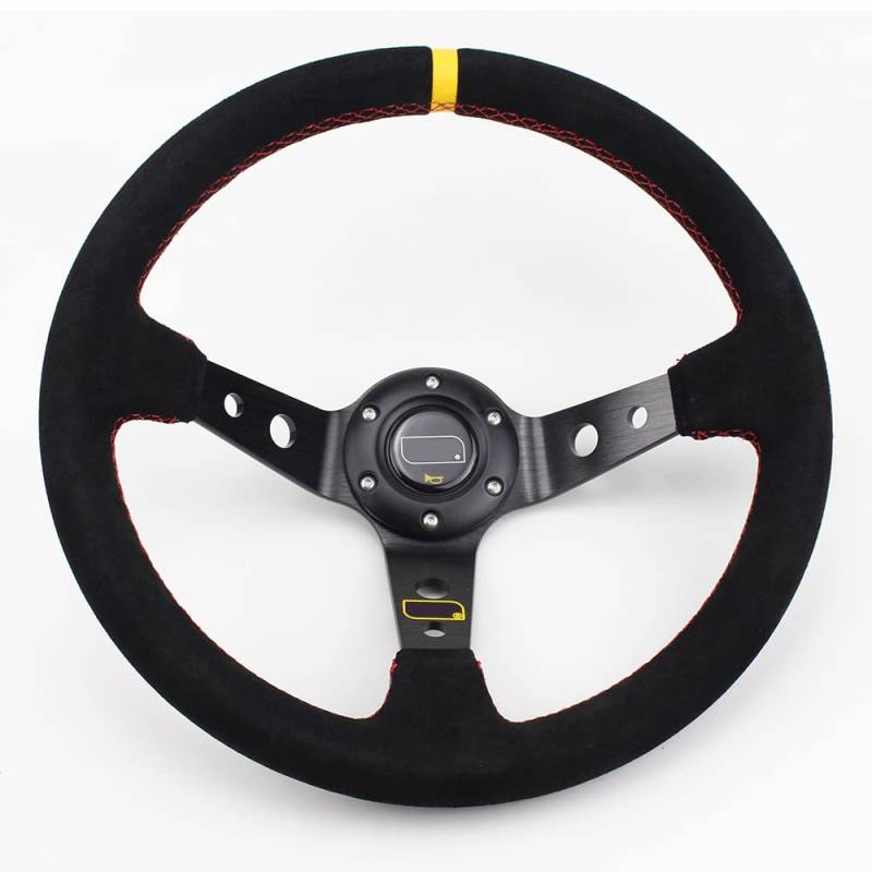 Lenkrad Auto,Sportlenkrad 14inch Black Deep Corn Racing Lenkrad Universal Rallye Drift Sport Lenkrad(Black) von GBSONGJIN