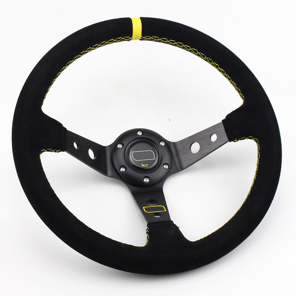Lenkrad Auto,Sportlenkrad 14inch Black Deep Corn Racing Lenkrad Universal Rallye Drift Sport Lenkrad(Dark Grey) von GBSONGJIN