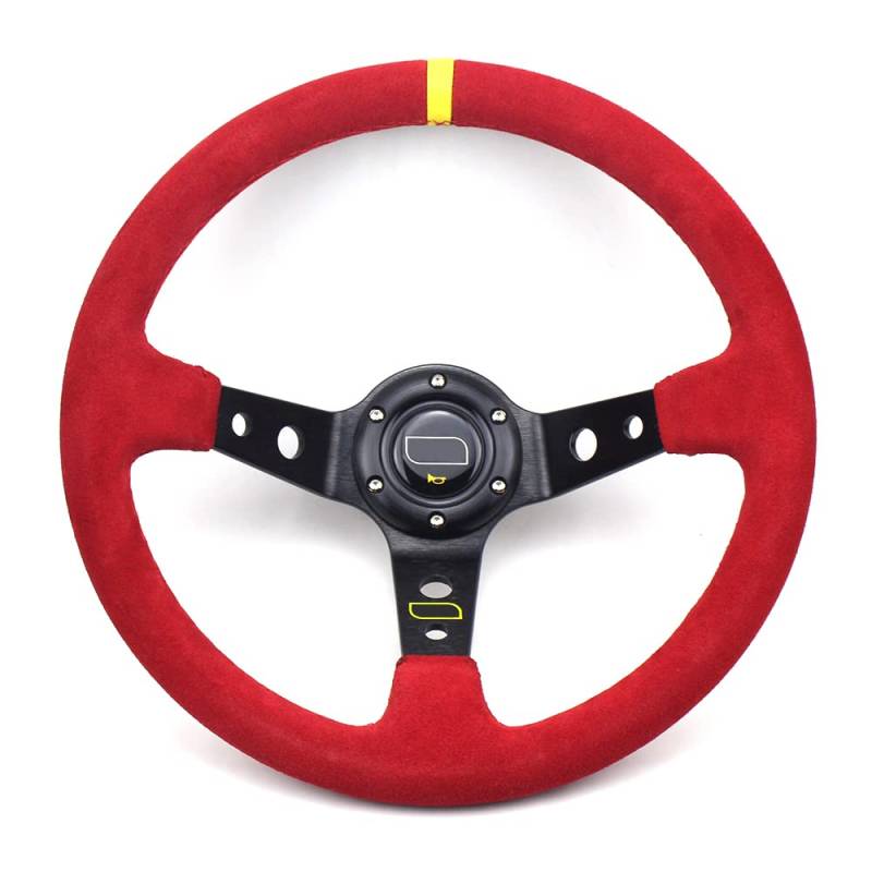 Lenkrad Auto,Sportlenkrad 14inch Rot Deep Teller Universal Racing Auto Rallye Drift Sport Lenkrad von GBSONGJIN