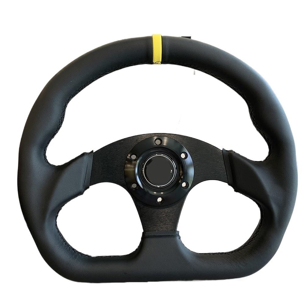 Lenkrad Auto,Sportlenkrad 330mm 13 Zoll Racing Flache Lenkrad Schwarz Nähte Lenkrad(A) von GBSONGJIN
