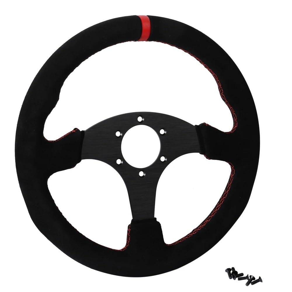 Lenkrad Auto,Sportlenkrad 330mm Flache Lenkrad Wildleder Aluminium Rahmen 13 Zoll Racing(A) von GBSONGJIN