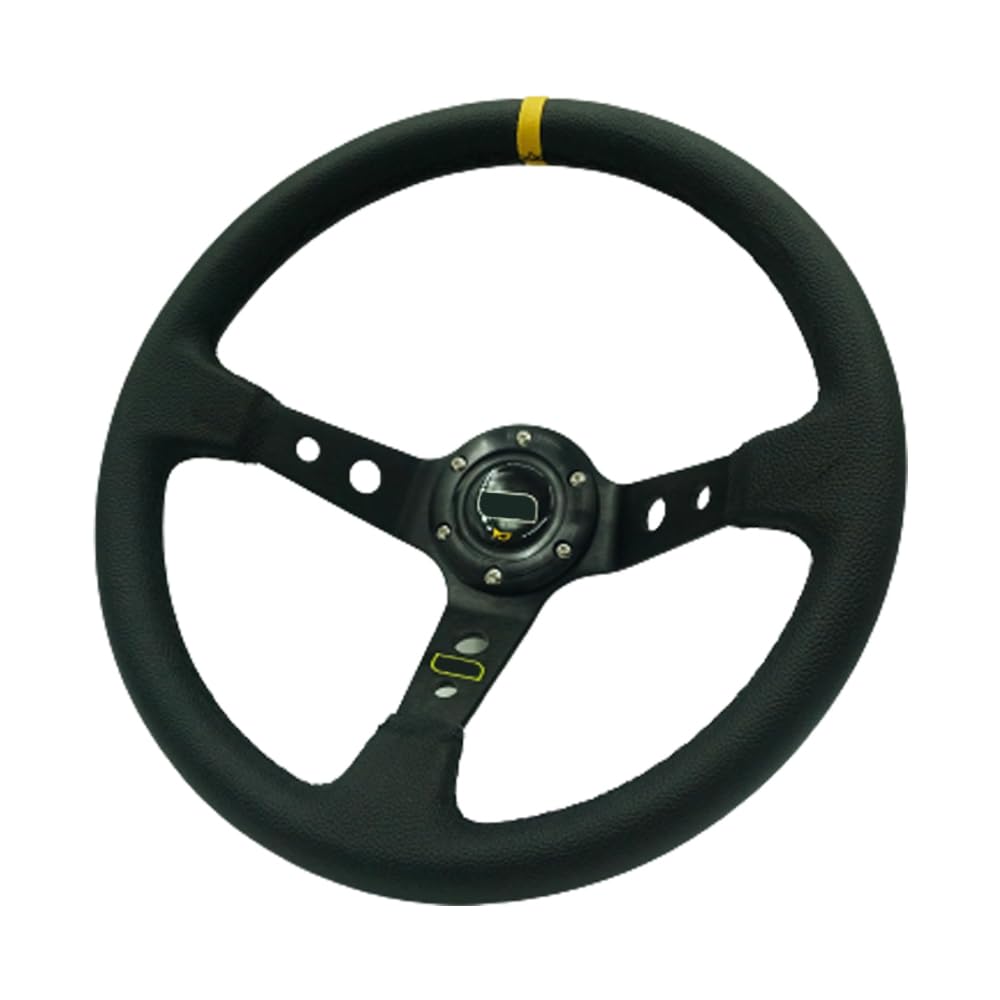 Lenkrad Auto,Sportlenkrad 350mm Deep Teller 6 Bolzenauto Racing Lenkrad PVC. Leder- und Aluminiumhalterungshorn-Taste for Sportlenkrad(Yellow Stripe) von GBSONGJIN