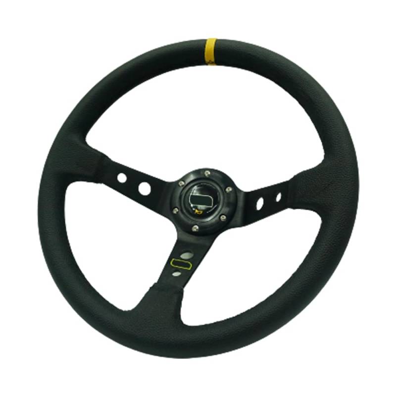 Lenkrad Auto,Sportlenkrad 350mm Deep Teller 6 Bolzenauto Racing Lenkrad PVC. Leder- und Aluminiumhalterungshorn-Taste for Sportlenkrad(Yellow Stripe) von GBSONGJIN