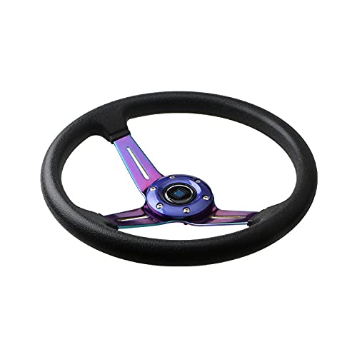Lenkrad Auto,Sportlenkrad ABS Racing Wheel-Farbe 14-Zoll-Rack General 350mm Lenkrad Modified Car Athletics(B) von GBSONGJIN