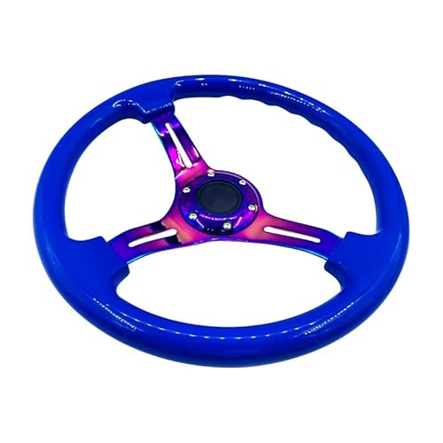 Lenkrad Auto,Sportlenkrad ABS Universal-Chrom-Auto-Sport-Lenkrad 14inch 350mm Auto Racing-Lenkräder tief driftet mehrfach(Blue) von GBSONGJIN