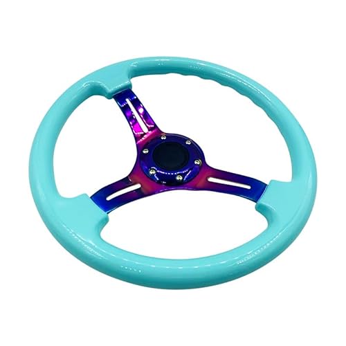 Lenkrad Auto,Sportlenkrad ABS Universal-Chrom-Auto-Sport-Lenkrad 14inch 350mm Auto Racing-Lenkräder tief driftet mehrfach(Light Blue) von GBSONGJIN