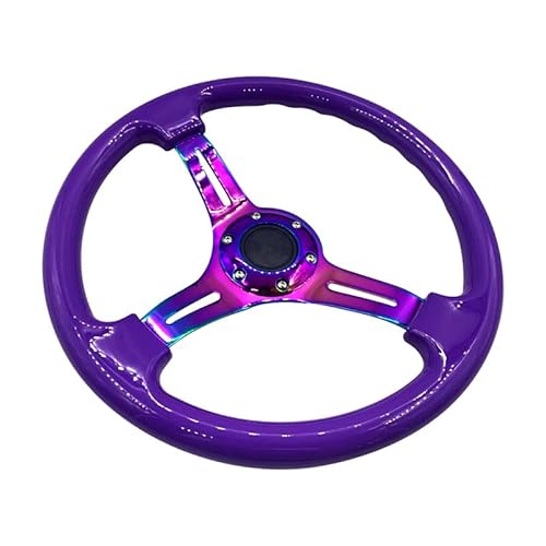Lenkrad Auto,Sportlenkrad ABS Universal-Chrom-Auto-Sport-Lenkrad 14inch 350mm Auto Racing-Lenkräder tief driftet mehrfach(Purple) von GBSONGJIN