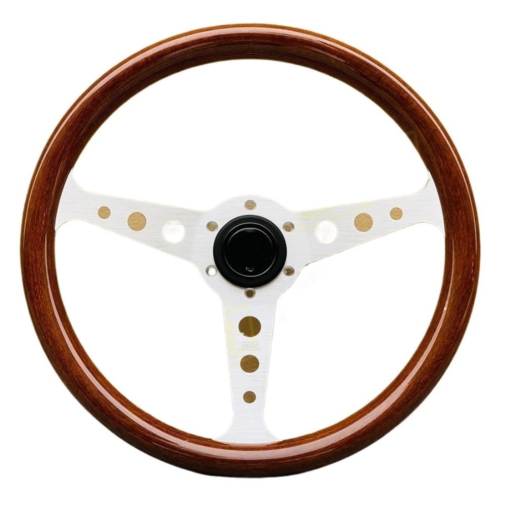 Lenkrad Auto,Sportlenkrad Autozubehör 14 Zoll klassisches Lenkrad im Holzstil, Flache Schale, modifiziertes Sportlenkrad(C) von GBSONGJIN