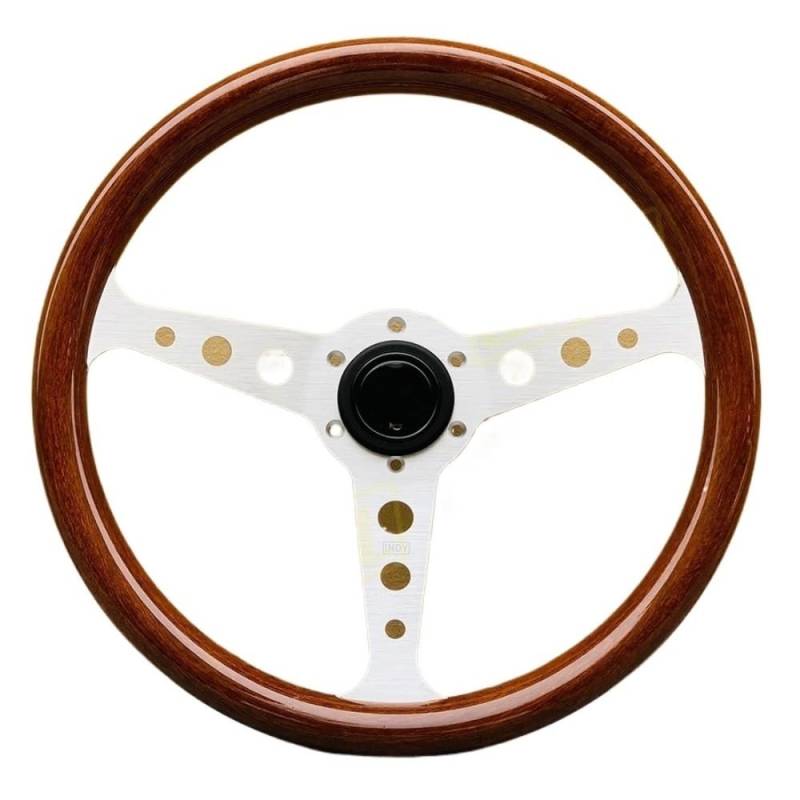 Lenkrad Auto,Sportlenkrad Autozubehör 14 Zoll klassisches Lenkrad im Holzstil, Flache Schale, modifiziertes Sportlenkrad(C) von GBSONGJIN