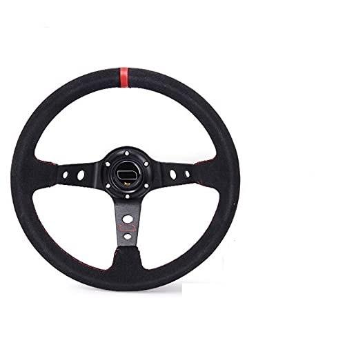 Lenkrad Auto,Sportlenkrad Modifiziertes Lenkrad Leder Lenkrad Automobilrennen Lenkrad(Red) von GBSONGJIN