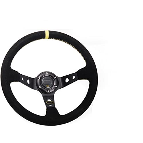 Lenkrad Auto,Sportlenkrad Modifiziertes Lenkrad Leder Lenkrad Automobilrennen Lenkrad(Yellow) von GBSONGJIN