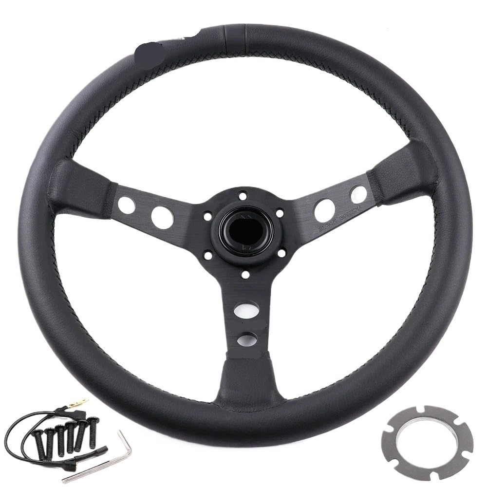Lenkrad Auto,Sportlenkrad SCHWARZES 14 Zoll/350 mm Wildleder-Rennsportlenkrad(Suede Leather) von GBSONGJIN