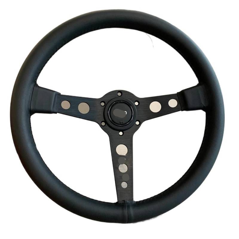 Lenkrad Auto,Sportlenkrad Schwarzes Lenkrad 350MM Rennwagen-Lenkrad(Leather) von GBSONGJIN