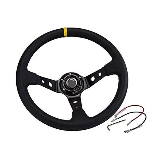 Lenkrad Auto,Sportlenkrad Sport-Lenkrad Universal 4 Zoll PVC. Leder-Auto-Renn-Lenkräder(Black) von GBSONGJIN