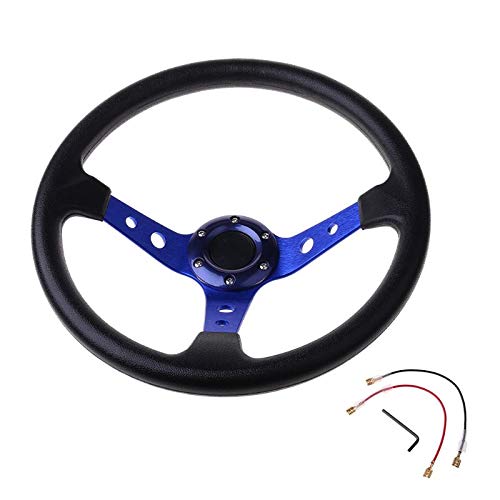 Lenkrad Auto,Sportlenkrad Sport-Lenkrad Universal 4 Zoll PVC. Leder-Auto-Renn-Lenkräder(Blue) von GBSONGJIN
