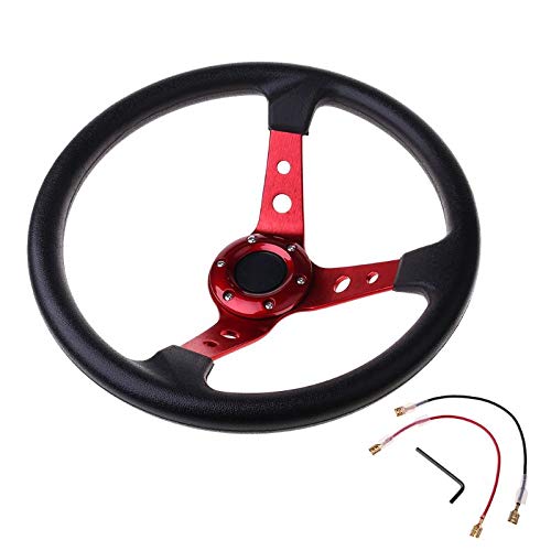 Lenkrad Auto,Sportlenkrad Sport-Lenkrad Universal 4 Zoll PVC. Leder-Auto-Renn-Lenkräder(Red) von GBSONGJIN