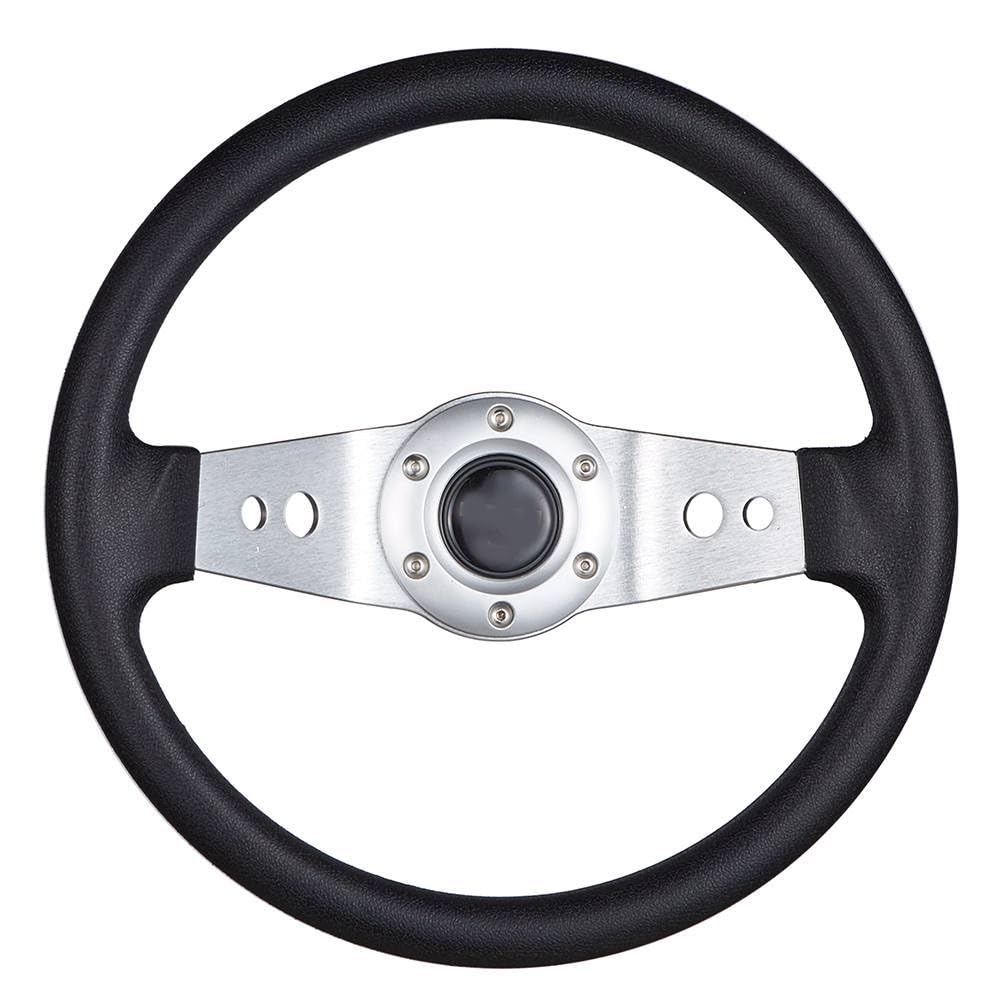 Lenkrad Auto,Sportlenkrad Tiefgeschichte 2-Speichen-Auto-Lenkrad 320mm Durchmesser Universal Aluminium-Ledereffekt(Silver) von GBSONGJIN