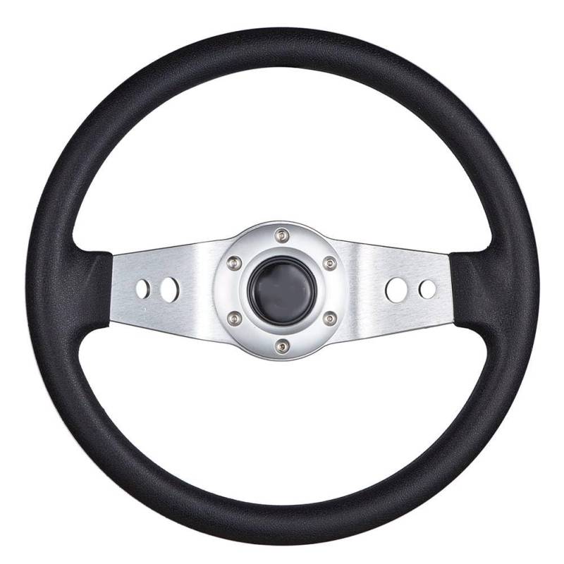 Lenkrad Auto,Sportlenkrad Tiefgeschichte 2-Speichen-Auto-Lenkrad 320mm Durchmesser Universal Aluminium-Ledereffekt(Silver) von GBSONGJIN